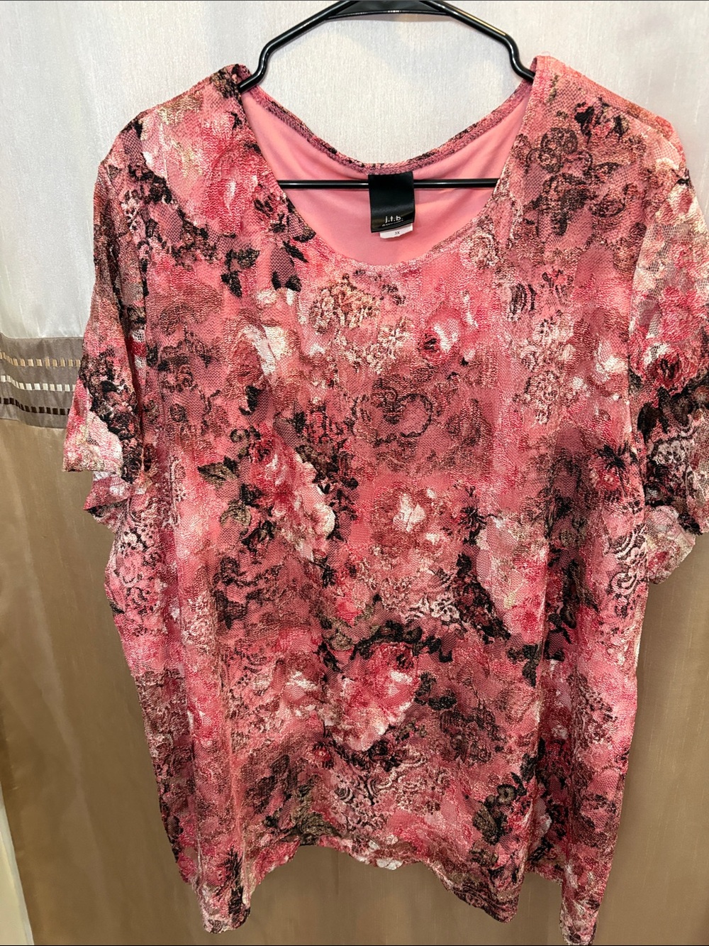 JTB Rose Pink Floral Print Short Sleeve Top